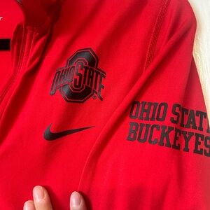 NIKE Dri-fit red OHIO STATE buckeyes long sleeve quarter zip with thumb holes